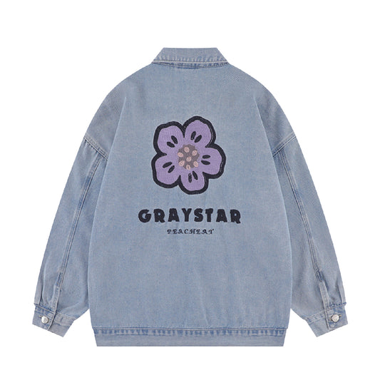 A small flower Trendy Denim Jacket