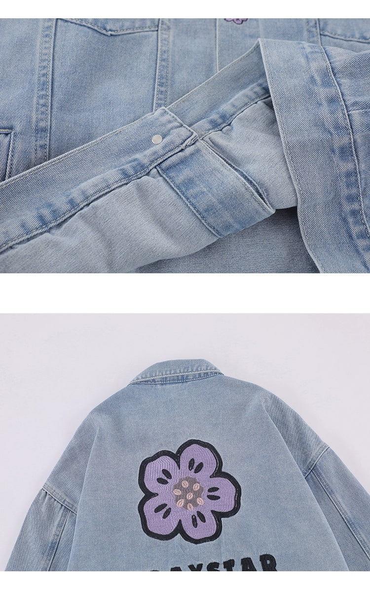 A small flower Trendy Denim Jacket